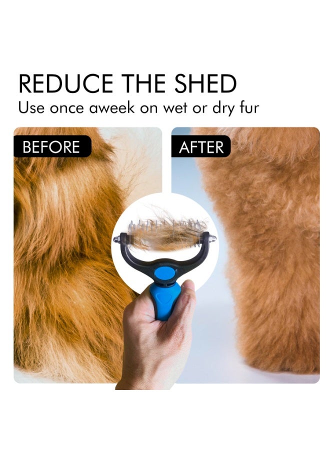 مشط تنظيف الحيوانات الأليفة -أداة إزالة الشوائب المزدوجة الجانب، مشط تحت غطاء للكلاب والقطط، مشط تنظيف وفسح الشعر الطويل - Image 4