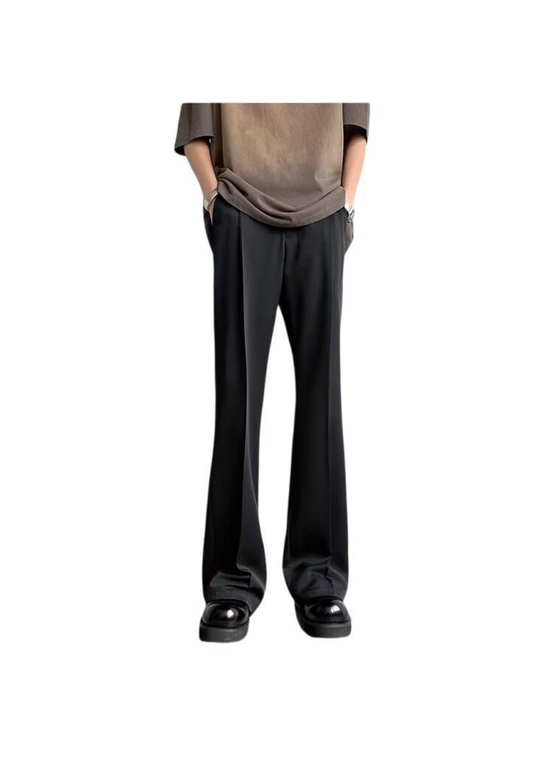 Generic - Mens Casual Flared Trousers Spring Summer Loose Black - Image 1