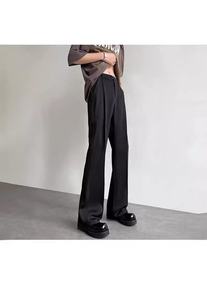 Generic - Mens Casual Flared Trousers Spring Summer Loose Black - Image 1