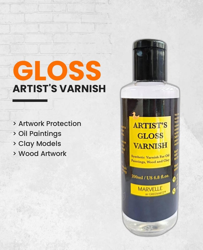 MARVELLE 200ml Artist's Gloss Varnish for Oil Painting Wood Clay Artwork Protection Quick Drying Non Yellowing (Varnish + 5pc Coaster Set) - Image 4