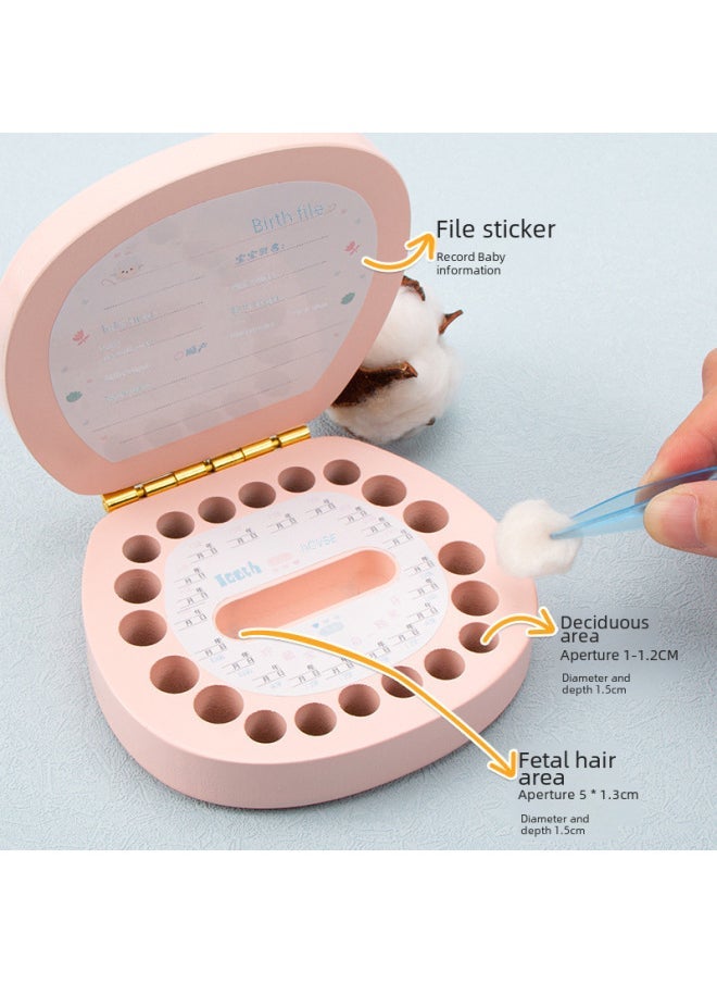 Milk Tooth Box Baby Fetal Hair Collection Box Gift Children Souvenir Wooden Internet Celebrity Tooth Storage Box Boys And Girls-Color:Pink-cow - Image 4