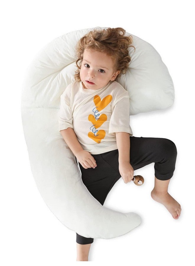 CHOC CHICK Curve Long Toddler Kids Body Pillow For Sleeping34X27 Inches Moon Shape Soft Child Hug Sleep Pillow 100% Organic Cotton Pillowcase Washable Breathable Crib Toddler Pillows - Image 1