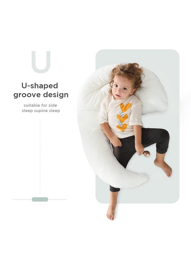 CHOC CHICK Curve Long Toddler Kids Body Pillow For Sleeping34X27 Inches Moon Shape Soft Child Hug Sleep Pillow 100% Organic Cotton Pillowcase Washable Breathable Crib Toddler Pillows - Image 3