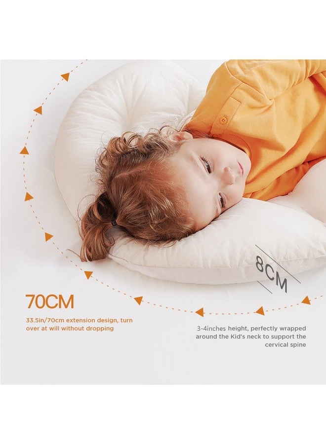 CHOC CHICK Curve Long Toddler Kids Body Pillow For Sleeping34X27 Inches Moon Shape Soft Child Hug Sleep Pillow 100% Organic Cotton Pillowcase Washable Breathable Crib Toddler Pillows - Image 2