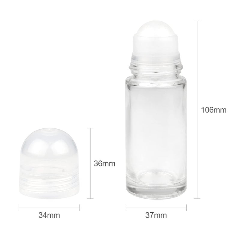 Wresty 4 Pcs 50ml/1.7oz Roll-on Deodorant Bottles Perfume Essential Oil Roller Bottles DIY Travel Deodorant Container With Plastic Roller Ball&Clear Cap - Image 4
