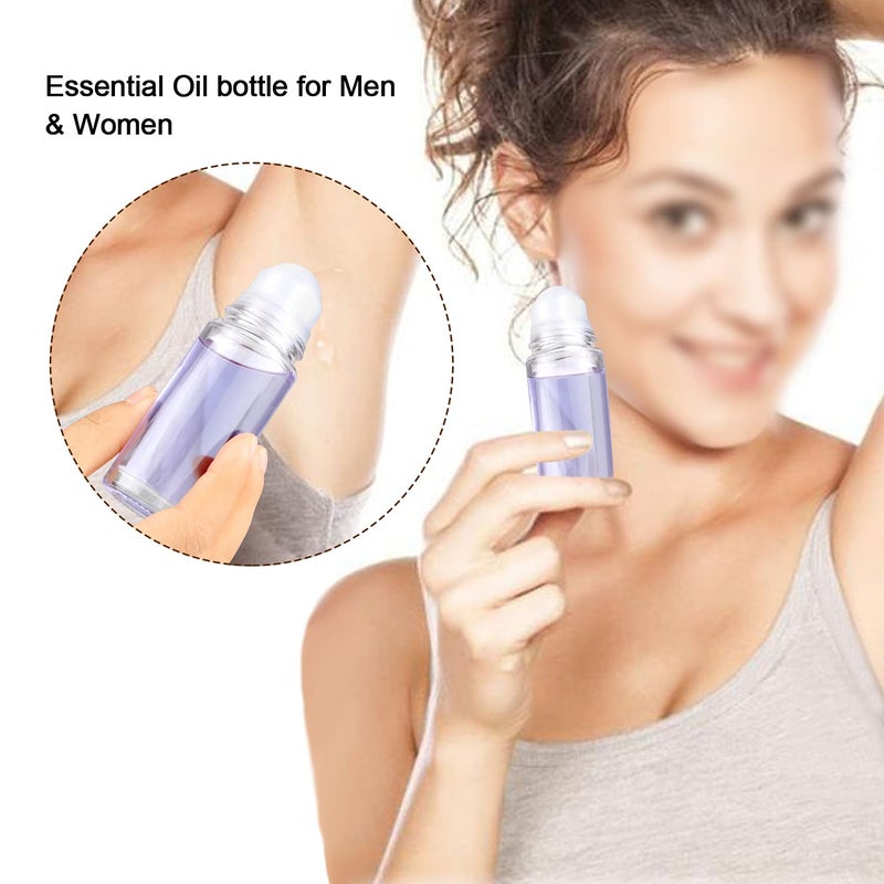 Wresty 4 Pcs 50ml/1.7oz Roll-on Deodorant Bottles Perfume Essential Oil Roller Bottles DIY Travel Deodorant Container With Plastic Roller Ball&Clear Cap - Image 5