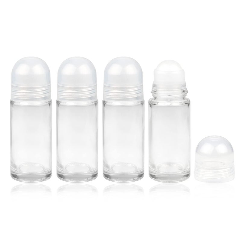Wresty 4 Pcs 50ml/1.7oz Roll-on Deodorant Bottles Perfume Essential Oil Roller Bottles DIY Travel Deodorant Container With Plastic Roller Ball&Clear Cap - Image 1