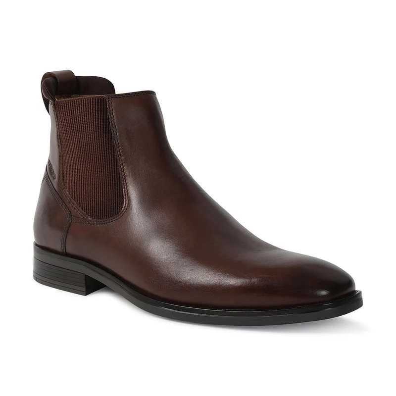 Milano Paxan Mens Leather Chelsea Boots-Dark Brown
