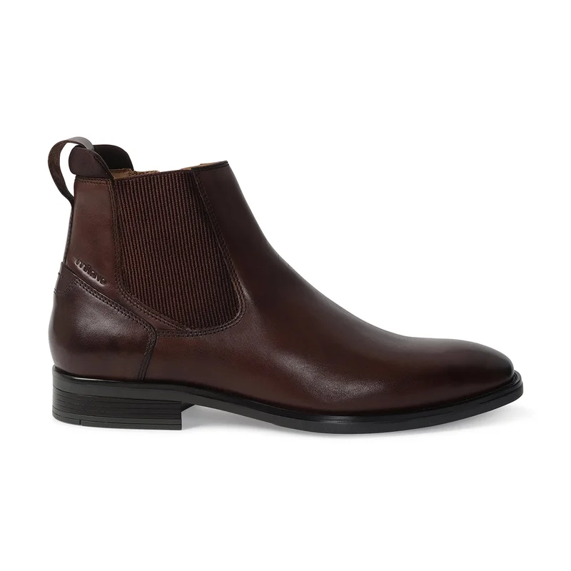Milano Paxan Mens Leather Chelsea Boots-Dark Brown