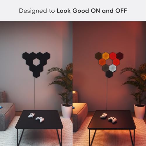 Nanoleaf Shapes LED Wall Lights, RGBW Smart Wall Panels with 16M+ Color, Compatible with Alexa & Google Assistant, Music Sync, DIY Gaming Light for Home Decor (Black Hexagons Smarter Kit 9 Pack) - Image 3