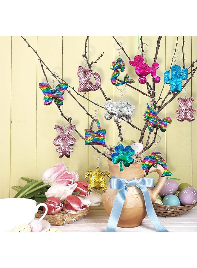 GIFT 15Pcs Flip Sequin Keychain for Kids Girls Party Favors, Backpack Unicorn Mermaid Keychains Bulk for Kids Classroom Carnival Prizes Goody Bag Stuffers Valentine's day Birthday Party Gifts - Image 2