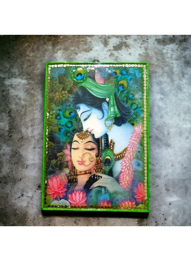 KRAFTISTIC ARTS KRAFTISTIC ARTS Wooden Radha Krishna Mixed Media/Resin Coated/Wall Hanging/Religious/Home Decor/Janmashtmi/Navratri/Diwali/Birthday/Wedding/Navratri/Diwali/House Warming/Handmade Luxury Gift - Image 3