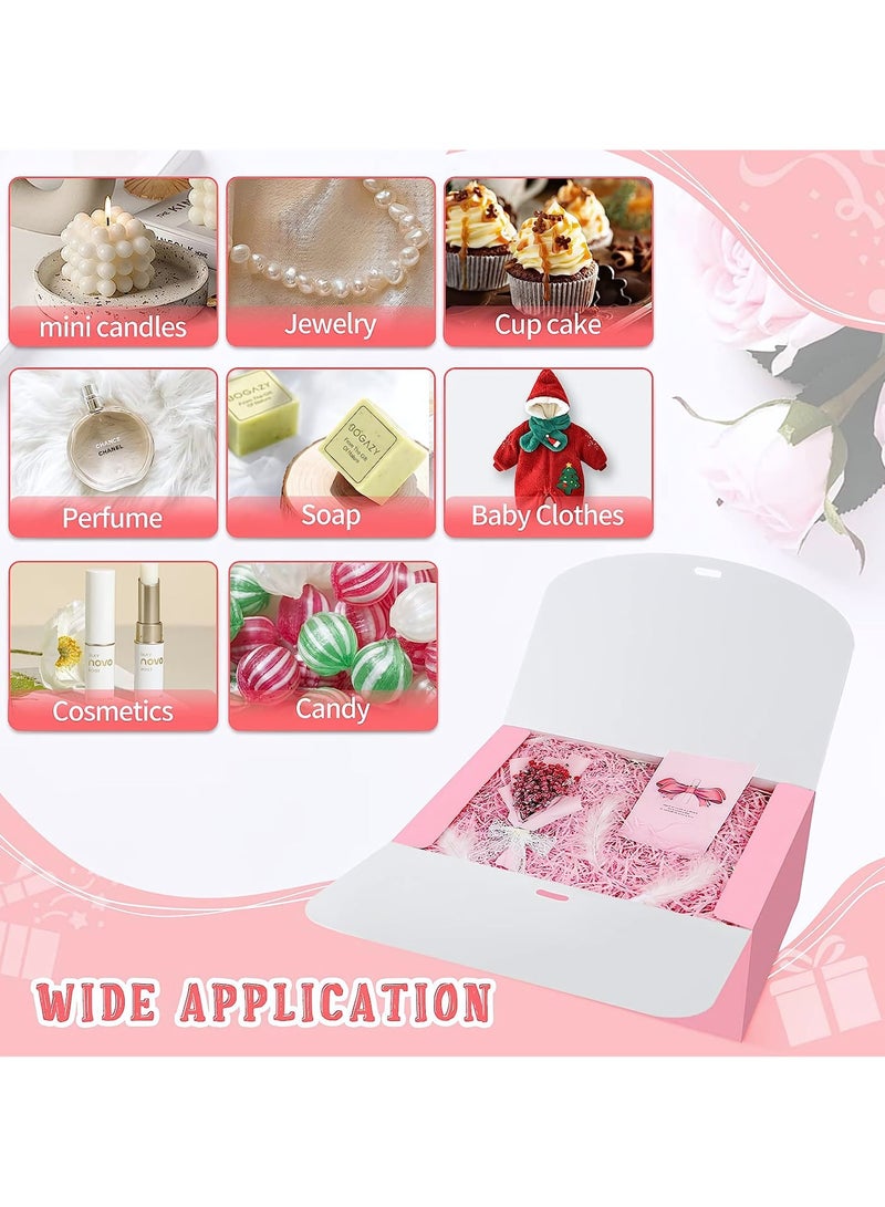 10 PCS Gift Boxes with Lids, 16.5×16.5×5cm Pink Square Shaped Presentation Gift Box Easy Assembly Gift Packaging Box Party Favor Boxes with Bow Ribbon for Wedding, Packaging, Present, Birthday, Party - Image 5