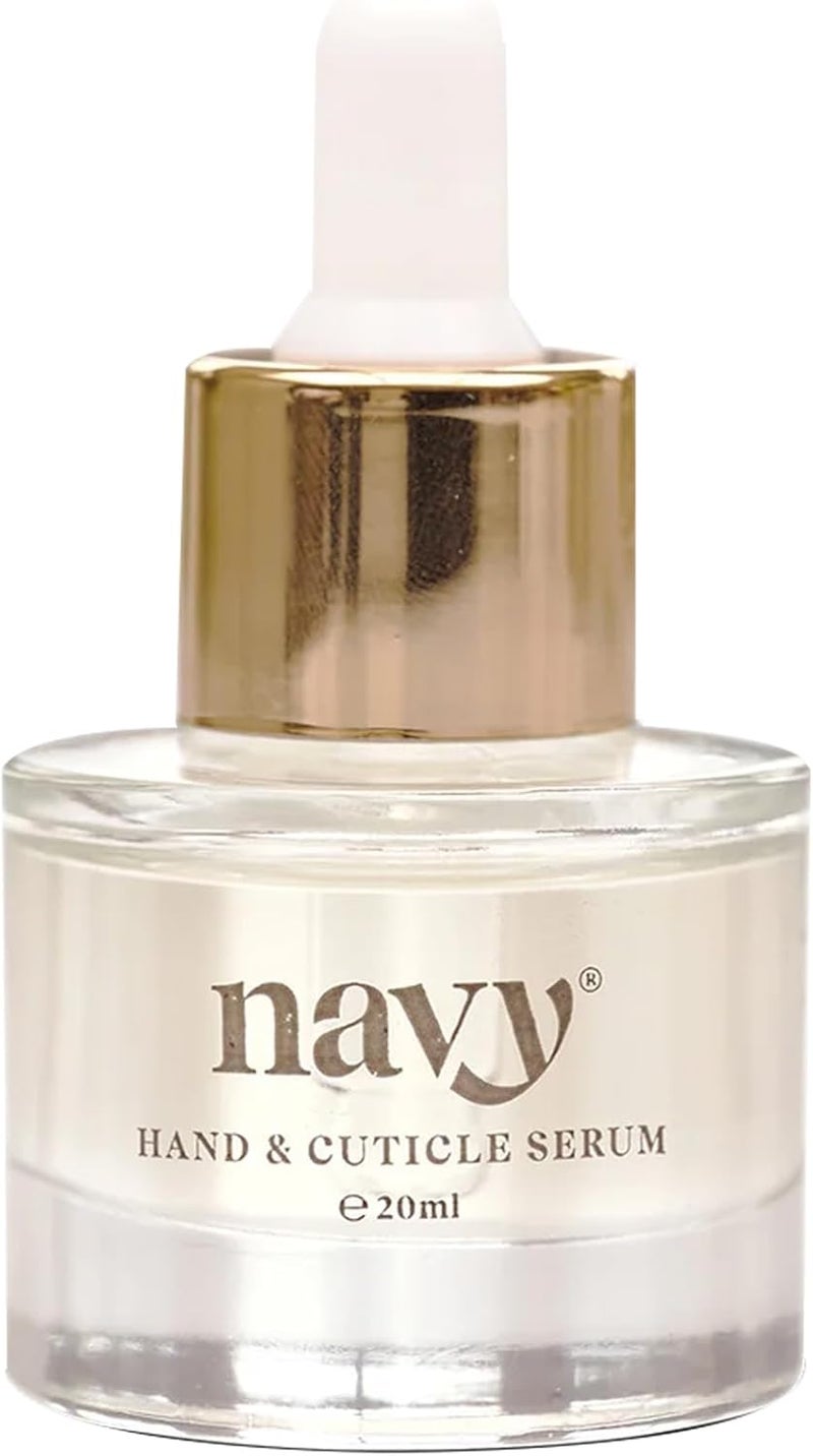 Navy Hand Cuticle Serum 20ml Deep Hydration Nourishment with Plant Collagen Argan Oil Jojoba FastAbsorbing Nail Cuticle Treatment Refillable Glass Bottle Made in the UK