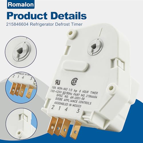 Romalon 215846604 Refrigerator Defrost Timer Replacement Part (6 Hour 21 Minute Cycle) Fit for Frigidaire & Kenmore Replaces AP2592907 08003824 08011620 1748201 442754 EAP423802 PS423802 by Romalon - Image 4
