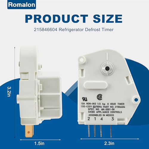 Romalon 215846604 Refrigerator Defrost Timer Replacement Part (6 Hour 21 Minute Cycle) Fit for Frigidaire & Kenmore Replaces AP2592907 08003824 08011620 1748201 442754 EAP423802 PS423802 by Romalon - Image 2