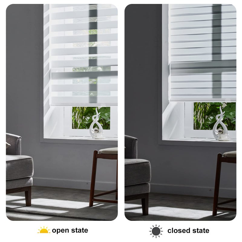 Persilux Cordless Zebra Blinds for Windows Free-Stop Roller Windows Shades (70" W X 64" H, White) Dual Layer Light Control for Day and Night, Light Filtering Sheer Shades for Home, Easy to Install - Image 2