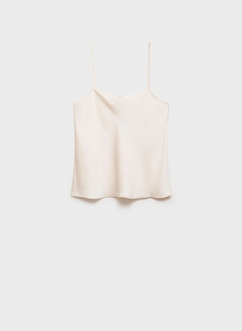 MANGO Satin Top With Thin Straps