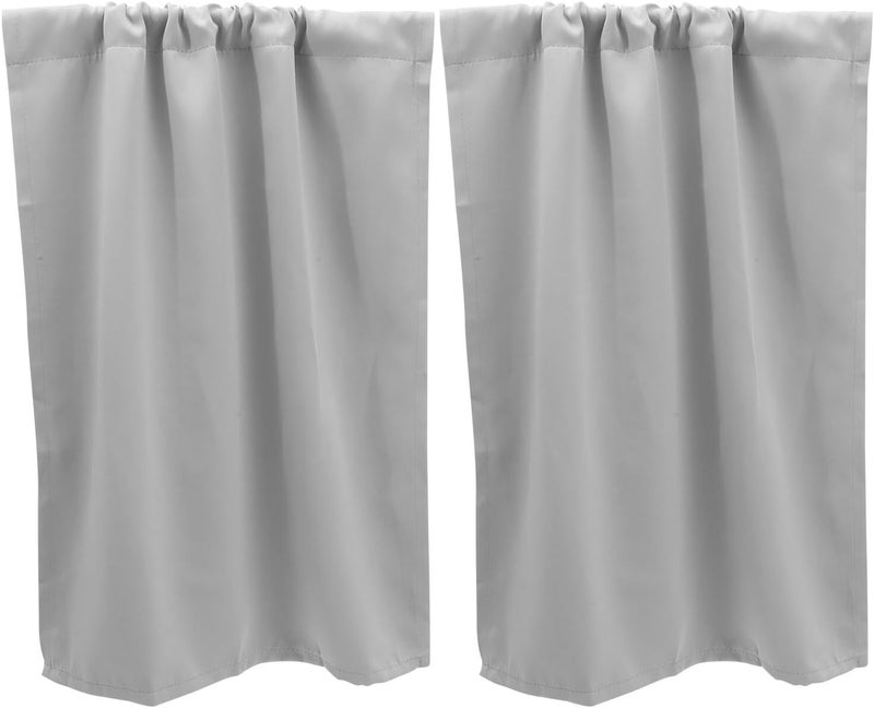Abaodam 2pcs Kitchen Window Curtain Valances 36x30 Inches, Polyester Short Curtains for Farmhouse, Cafe, Bathroom, Living Room, Gray Short Window Treatments - Image 1