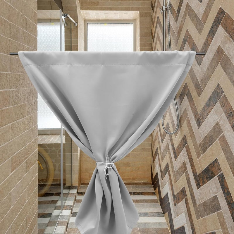 Abaodam 2pcs Kitchen Window Curtain Valances 36x30 Inches, Polyester Short Curtains for Farmhouse, Cafe, Bathroom, Living Room, Gray Short Window Treatments - Image 5