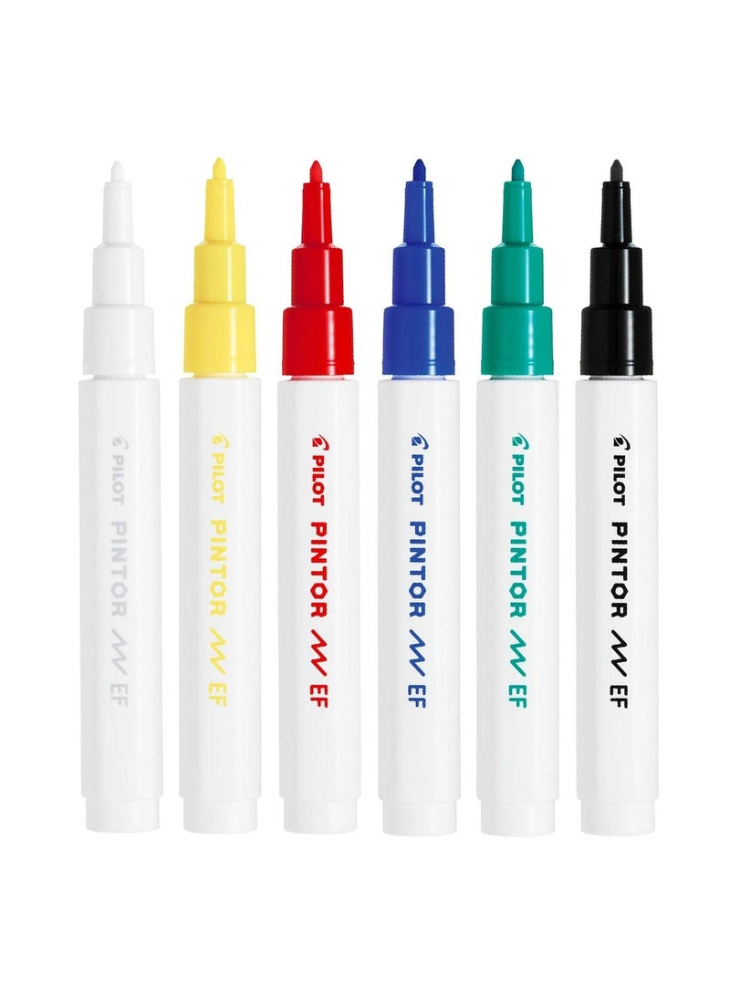 PILOT 6-Piece Pintor Water Based Paint Marker Extra Fine 0.7mm Tip Assorted Colours - Image 2
