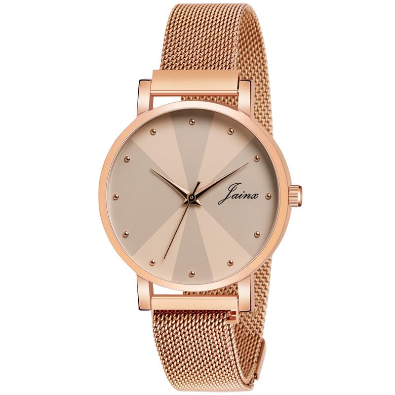 jainx Rose Gold Mesh Magnet Chain Analog Watch - for Women - Image 1