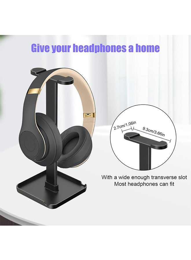 Headphone Stand, Headset Stand with Phone Stand, Storage Tray, Headsets Stand, Gaming Headphone Holder for All Headphones, 3 in 1 for AirPods Max Beats Sony Bose, Black  - Image 2