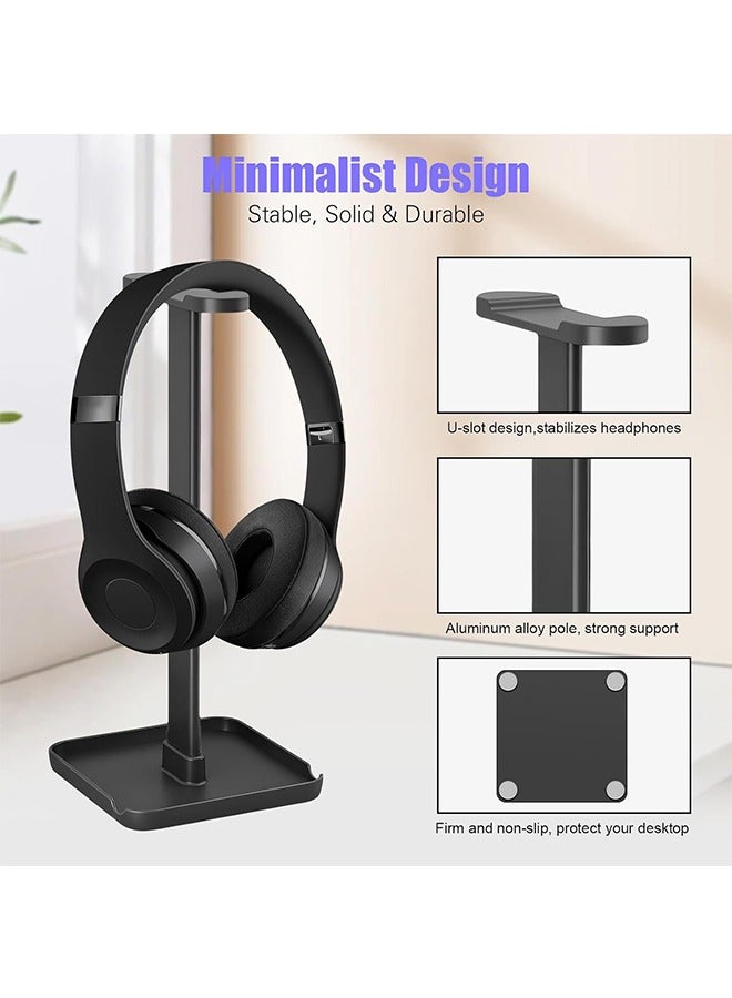 Headphone Stand, Headset Stand with Phone Stand, Storage Tray, Headsets Stand, Gaming Headphone Holder for All Headphones, 3 in 1 for AirPods Max Beats Sony Bose, Black  - Image 4