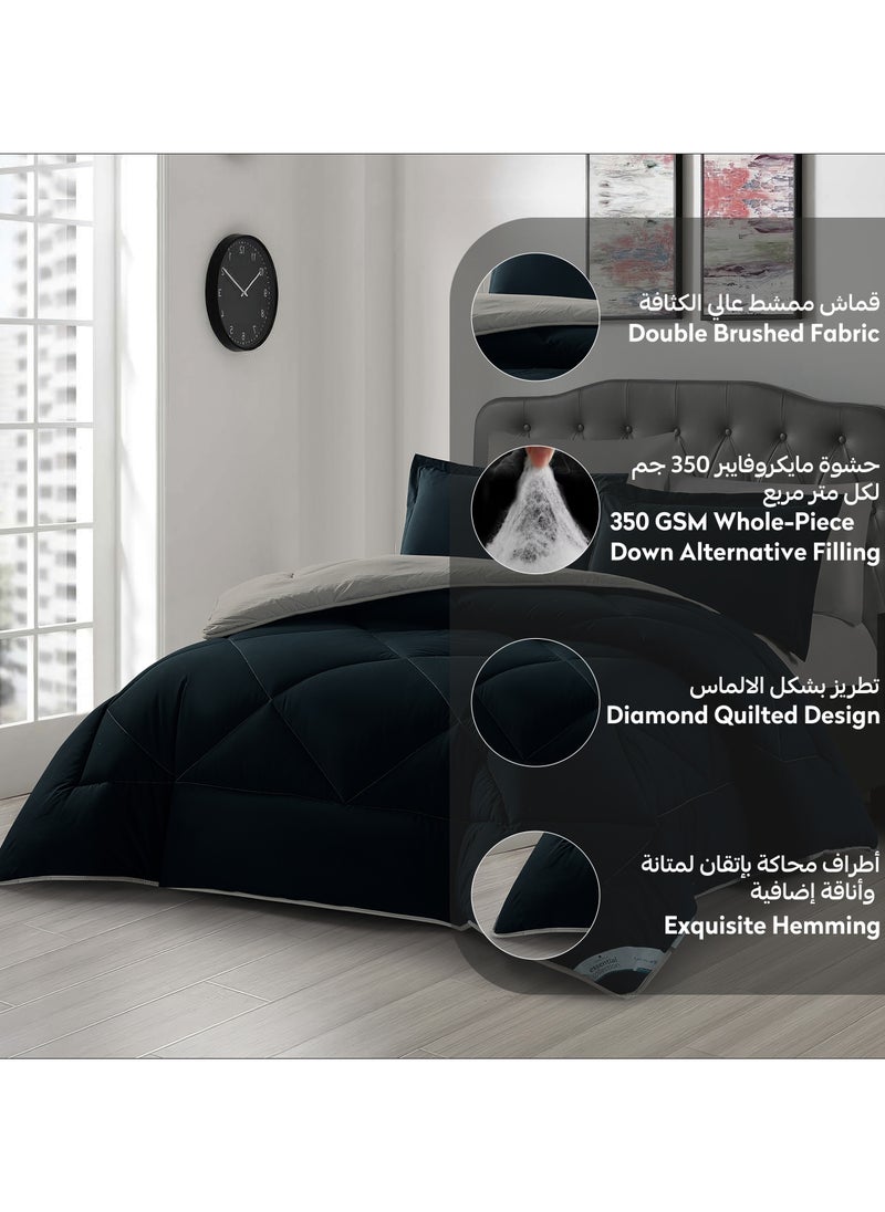 دوناتيلا طقم مفرش روزا سادة 6 قطع مقاس مزدوج 240 × 260 سم بحشوة ثابتة أسود  - Image 5