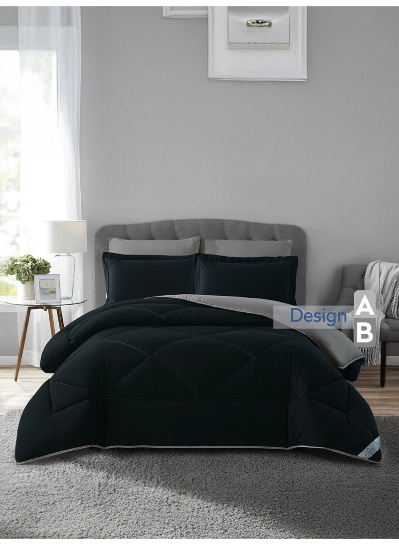 Donetella Bedding Comforter Set, King Size Fits 200x200 cm - 6-Pcs Solid Quilted Bed Set, Microfiber Fabric - 1 Comforter, 1 Fitted Sheet, 2 Pillow Shams, 2 Pillowcases - Image 5