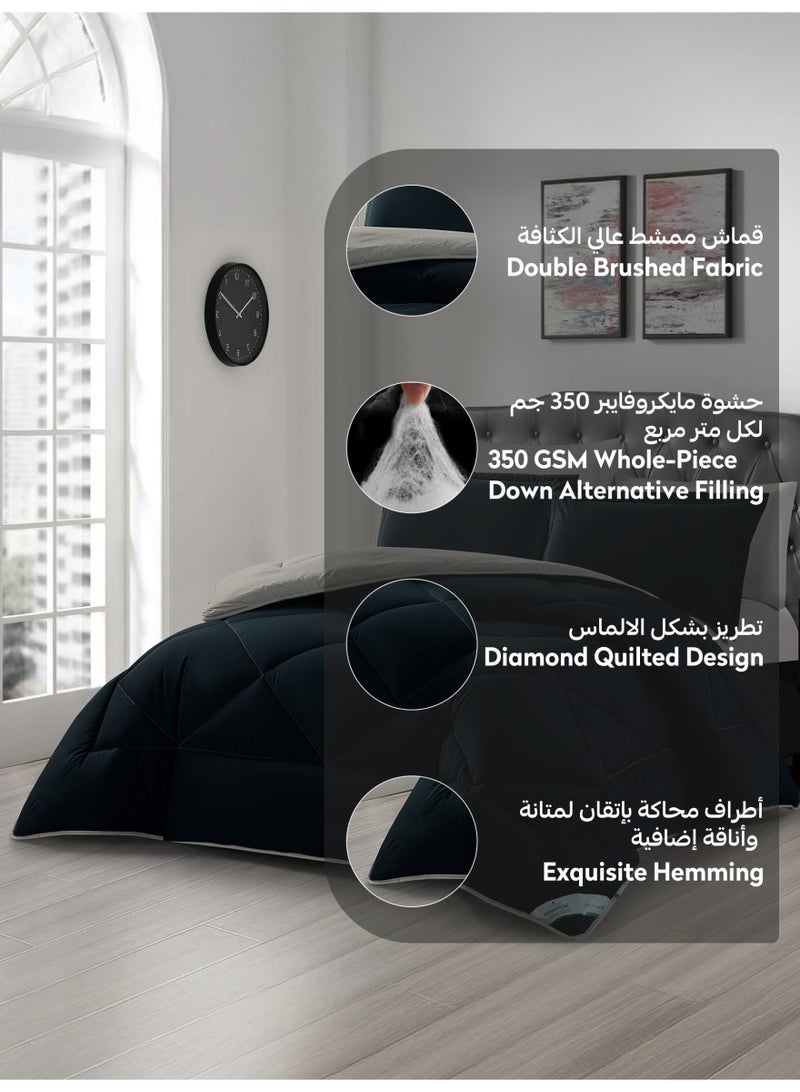 دوناتيلا طقم مفرش روزا سادة 6 قطع مقاس مزدوج 200 × 200 سم بحشوة ثابتة أسود - Image 4