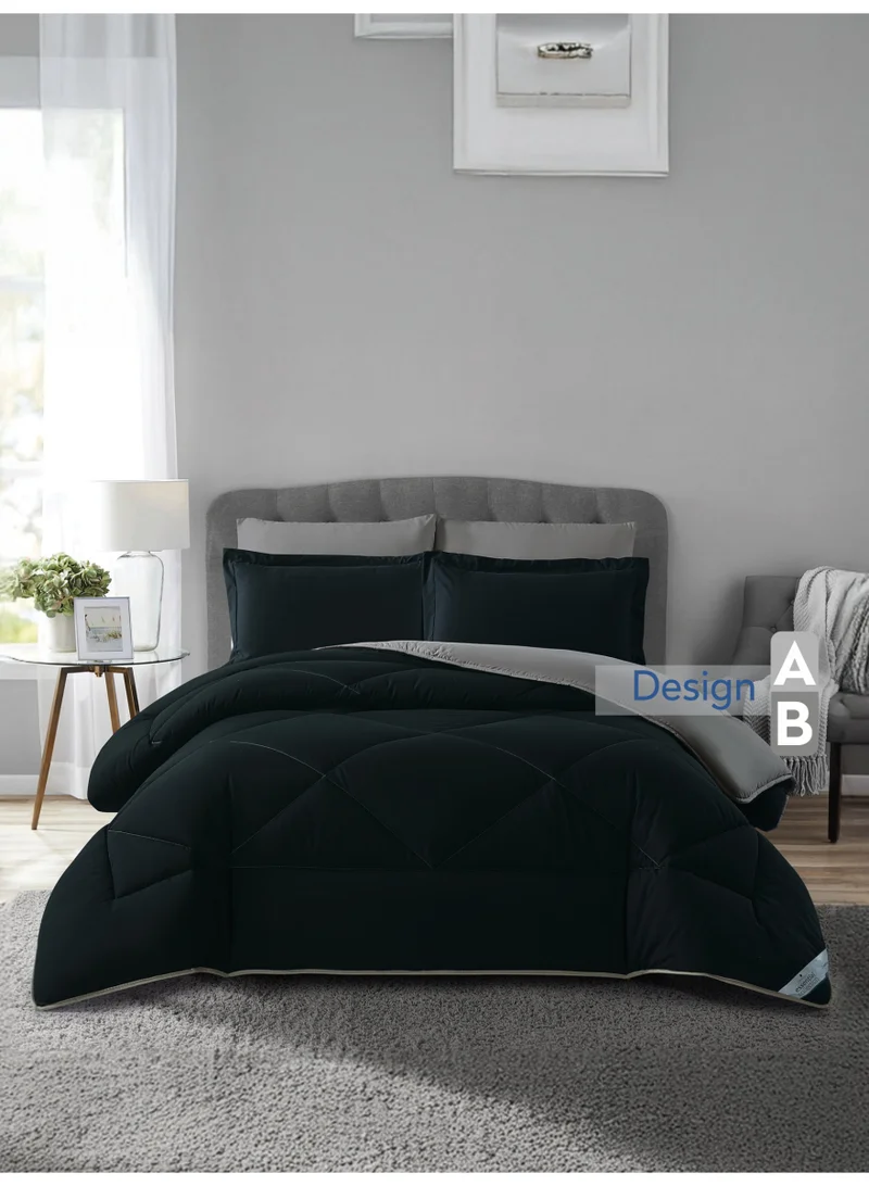 Donetella KING 6pcs (200x200) Bedding Comforter Set, King Size Fits 200x200 cm - 6-Pcs Solid Quilted Bed Set, Microfiber Fabric - 1 Comforter, 1 Fitted Sheet, 2 Pillow Shams, 2 Pillowcases  | Best Price UAE