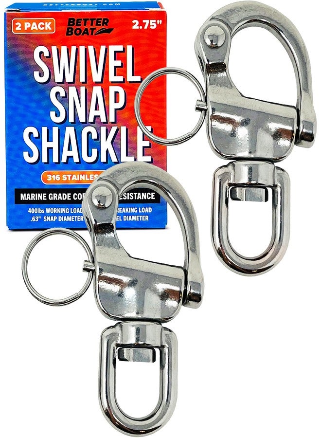 Better Boat Stainless Steel Quick Release Snap Shackles, 2-Pack, 2.75", 316 Marine Grade, Swivel Shackle for Sailing Rigging, SCBA Mask Clips, Spinnaker Halyard, and Sailboat Hardware - Image 1