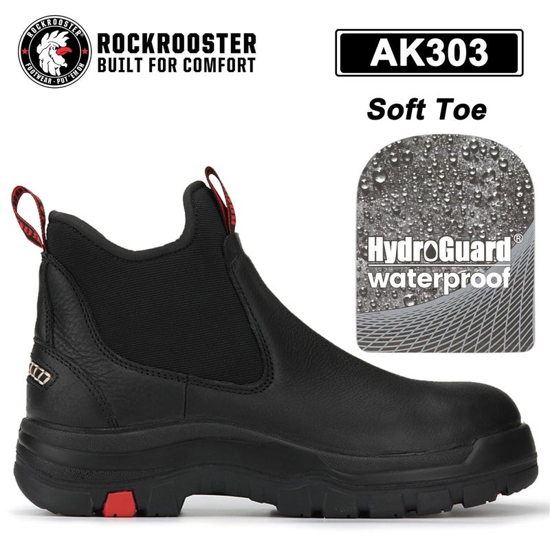 ROCKROOSTER Bakken Men's Black 6 inch Chelsea Boots, EH Rated Waterproof Slip-on Work Boots AK303-Soft Toe-13 - Image 2