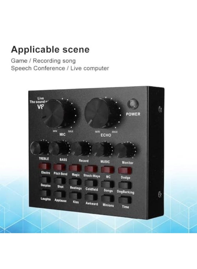 في8 خالط صوتي صغير محمول مع بطاقة صوت 8 لايف، مزود بميزة تغيير الصوت، يدعم الهواتف الذكية والأجهزة اللوحية وأجهزة الكمبيوتر المحمولة والمكتبية، بمستوى صوت قابل للتعديل لتسجيل الموسيقى والغناء والبث المباشر. - Image 4