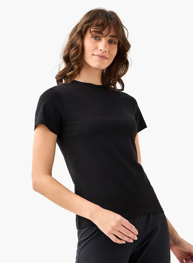 Splash FAV Women Crew Neck Short Sleeve T shirt   Set of 2