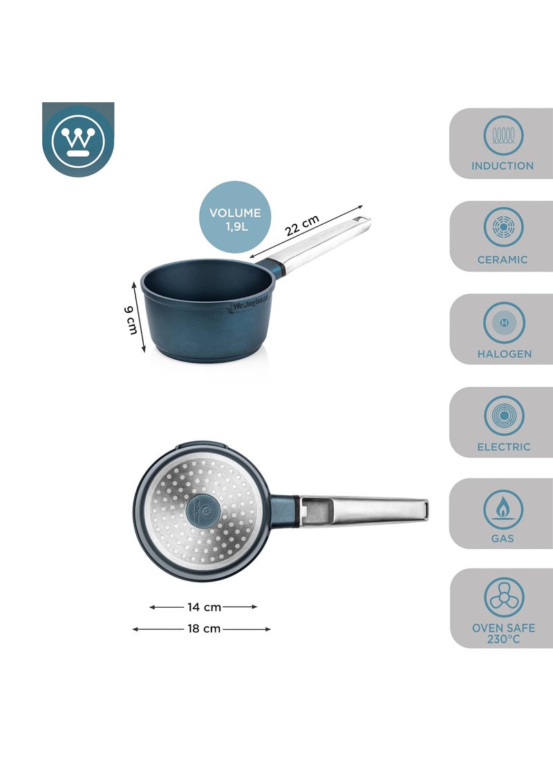 Westinghouse Westinghouse Performance Series WCSP0095N18BL Saucepan 18 cm Milk Pot Small for All Hobs and OvenSafe Cool Touch Stainless Steel Handle Blue  - Image 2