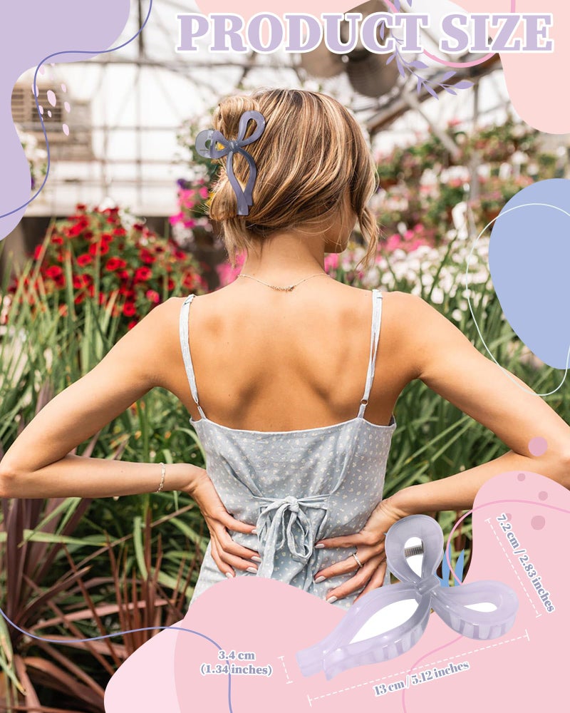 CHLINS 4 PCS Bow Hair Clips Bow Claw Clip for Women Nonslip Large Hair Claw Clips for Thin and Thick Hair Strong Hold Hair Bows (Purple+Rose red+Orange+Light brown) - Image 2