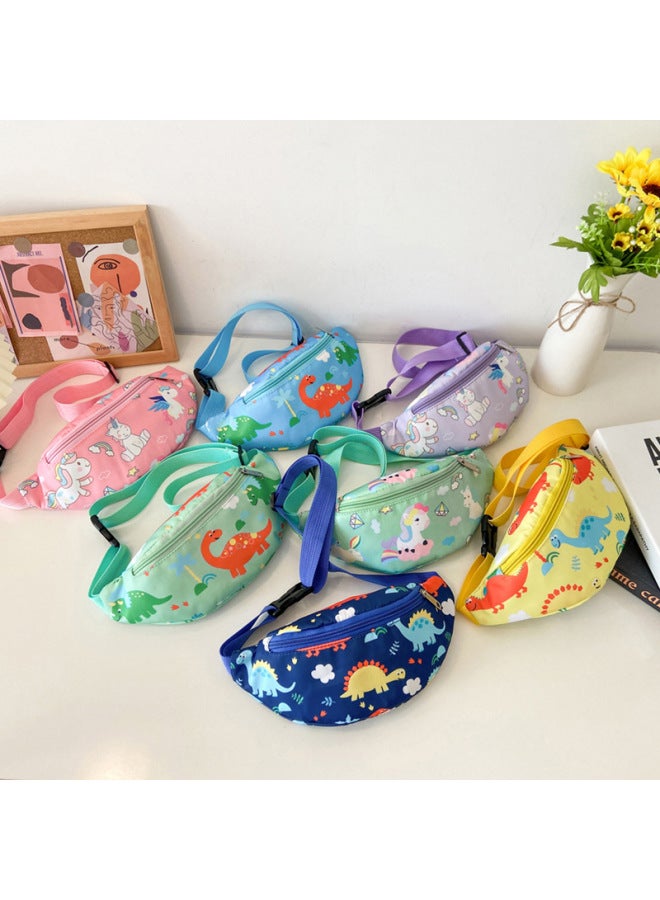 Children's Bag 2022 Baby Graffiti Crossbody Bag Handsome Boys And Girls Chest Bag Cute Little Dinosaur Waist Bag Foreign Trade-Color:pony Green - Image 2