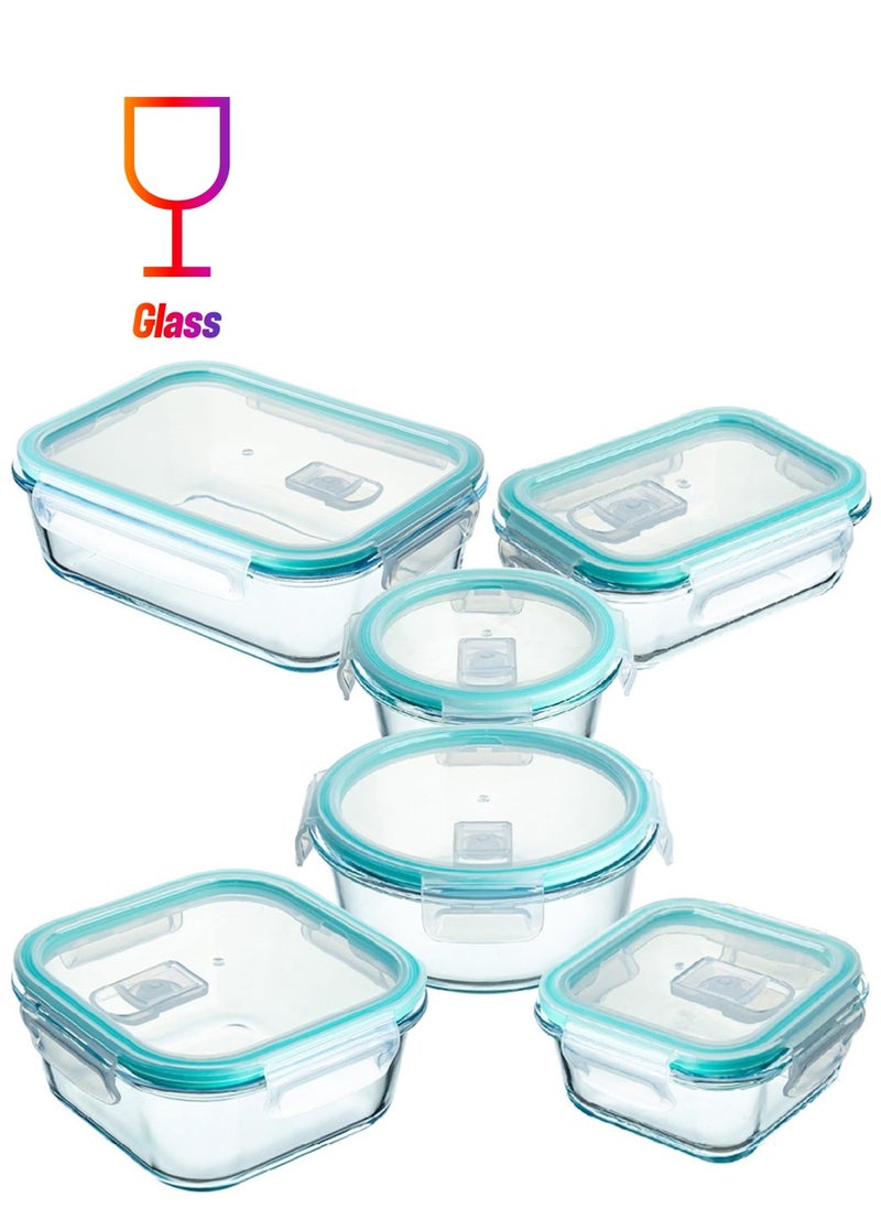 TYCOM Glass Meal Prep Containers (6 pcs Mixed) - Glass Food Storage Containers with Lids, Glass Lunch Box, Portion Control, Airtight, Glass Bento Box Lunch Containers- 6P  - Image 1