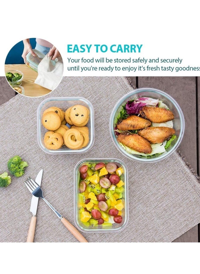 TYCOM Glass Meal Prep Containers (6 pcs Mixed) - Glass Food Storage Containers with Lids, Glass Lunch Box, Portion Control, Airtight, Glass Bento Box Lunch Containers- 6P  - Image 4