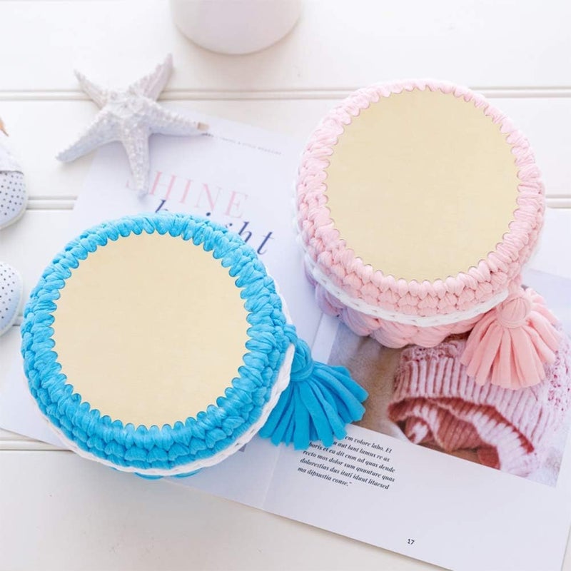 Haoser Pack of 4 Basket Bottom for Crochet Unfinished Wooden Round Weaving Knitting Base for Crafts|Wooden Bottom for Crochet Baskets (7.5 in) - Image 4