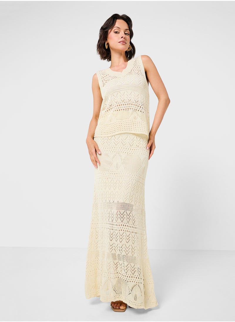Ginger Knitted Crochet Top & Skirt Coord Set  - Image 1