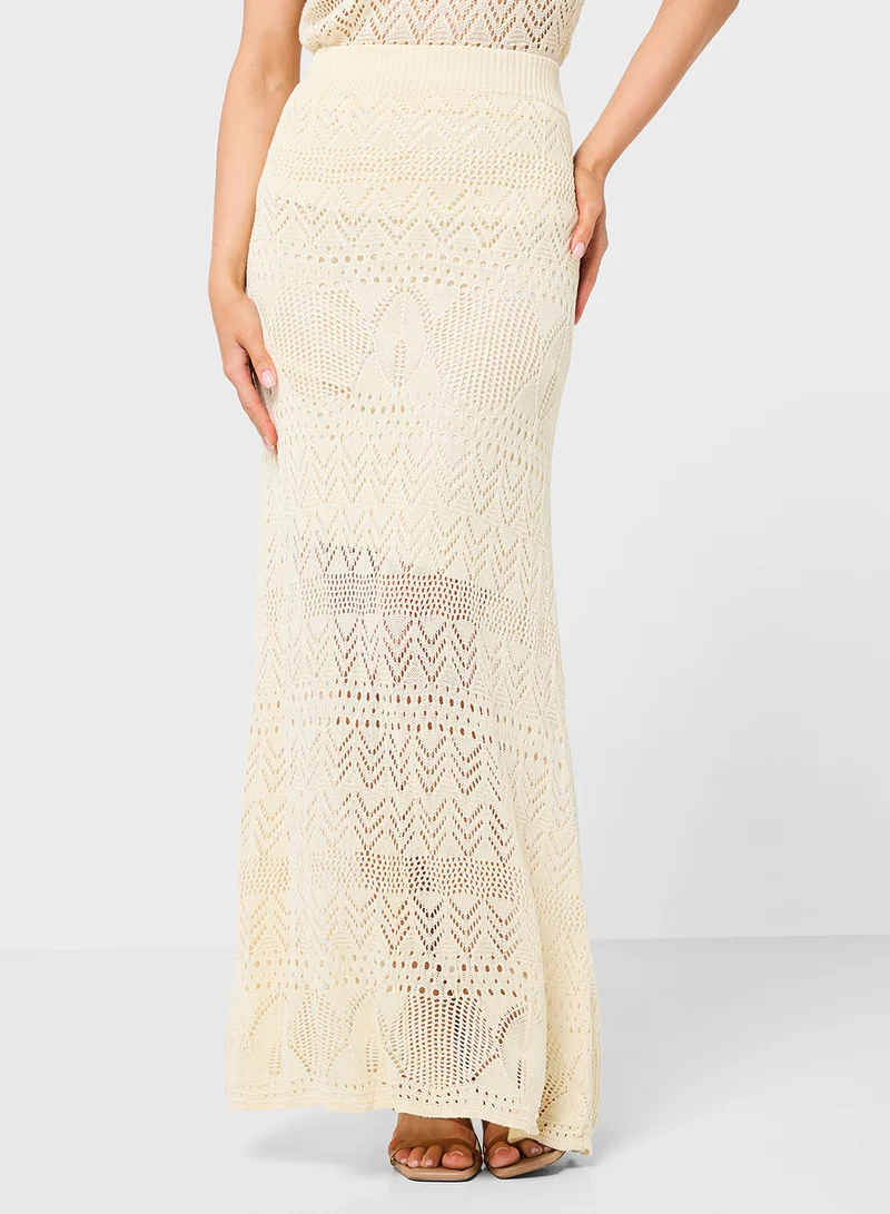 Ginger Knitted Crochet Top & Skirt Coord Set