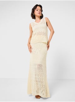 Ginger Knitted Crochet Top & Skirt Coord Set  - Image 1