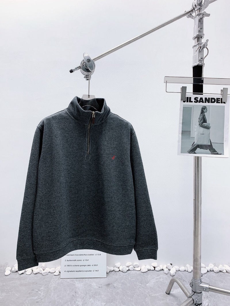 RL in stock High Version Ralph Sweatshirt Unisex Half Zip Pony Embroidered Casual Polo Top Coat Dark green - Image 2