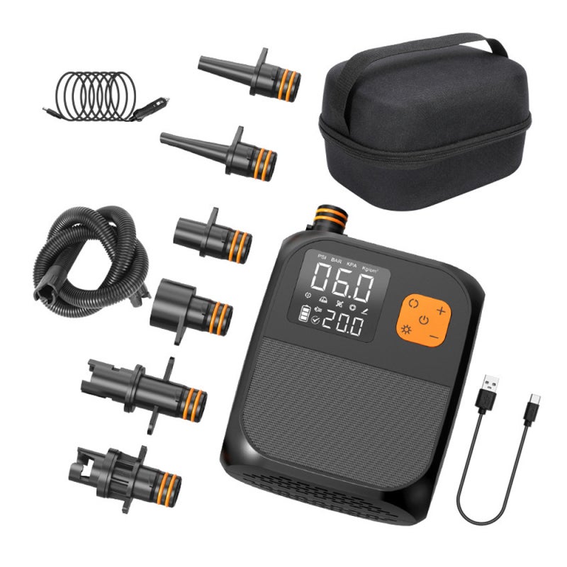 Electric Air Pump: Black, 100L/Min 25PSI High Efficiency, Digital Pressure Monitoring - Intelligent Auto-Off Preset Modes, Portable Air Pump for Outdoor Adventures, Paddle Boards, Inflatables - Image 1