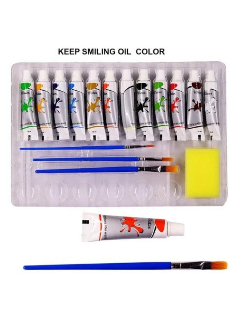 Keep Smiling Water Color Set including Palette Artist Brush Sponge and set of 12 colors  - Image 2