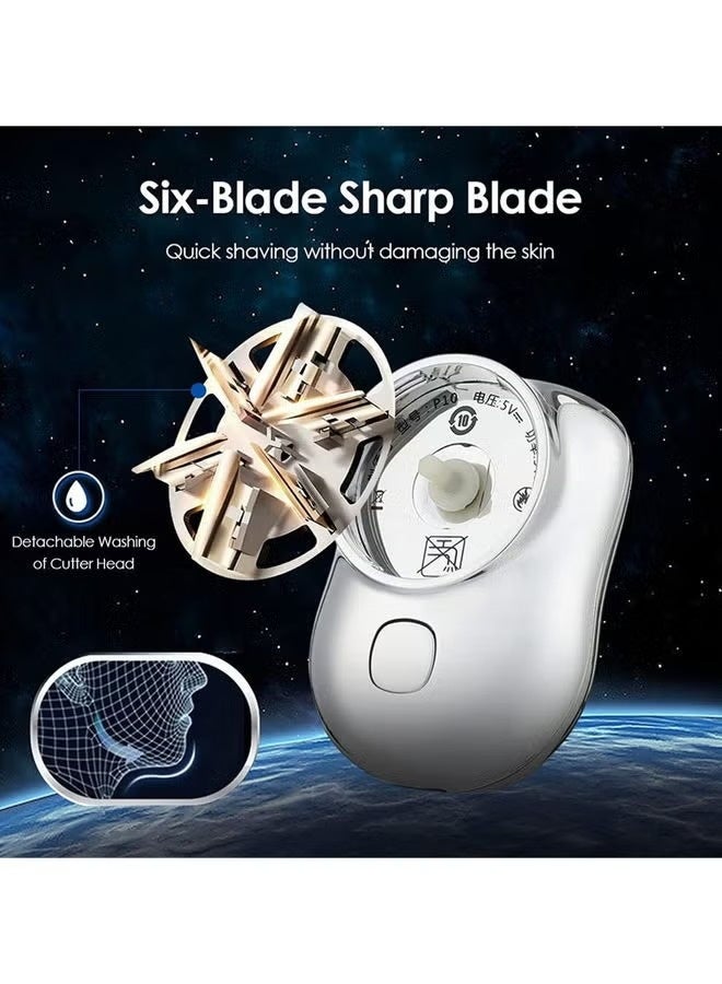 Mini 2023 New Pocket Portable Electric Shaver, Magic USB Rechargeable Travel Razors For Men Shaving Face Silver - Image 5