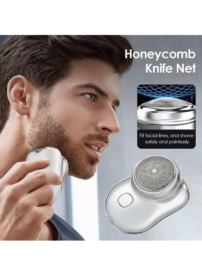 Mini 2023 New Pocket Portable Electric Shaver, Magic USB Rechargeable Travel Razors For Men Shaving Face Silver - Image 1